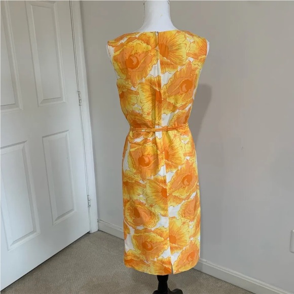 Vintage Vibrant 1960s Orange Floral Print Cotton Drop Waist Scooter Dress Size S - Picture 2 of 3